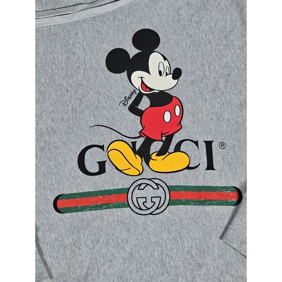 Gucci x Disney Mickey Mouse Hoodie Gray XL Drawstring Limited Edition - Picture 3 of 8